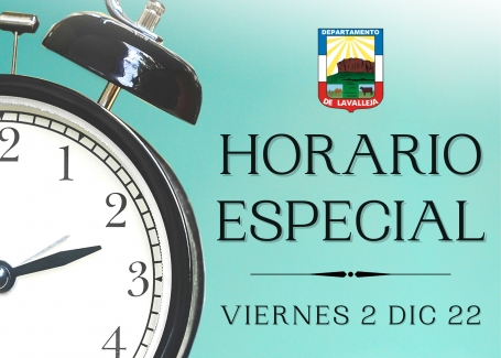 Día viernes 2 de diciembre: horario especial en las oficinas de la Junta Departamental.
